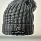 Chunky Cable BEANIE with Cuff & Pom.  (BLACK) EMBROIDERED