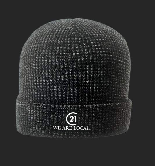 C21 WE ARE LOCAL WAFFLE KNIT BEANIE W/ CUFF EMBROIDERED