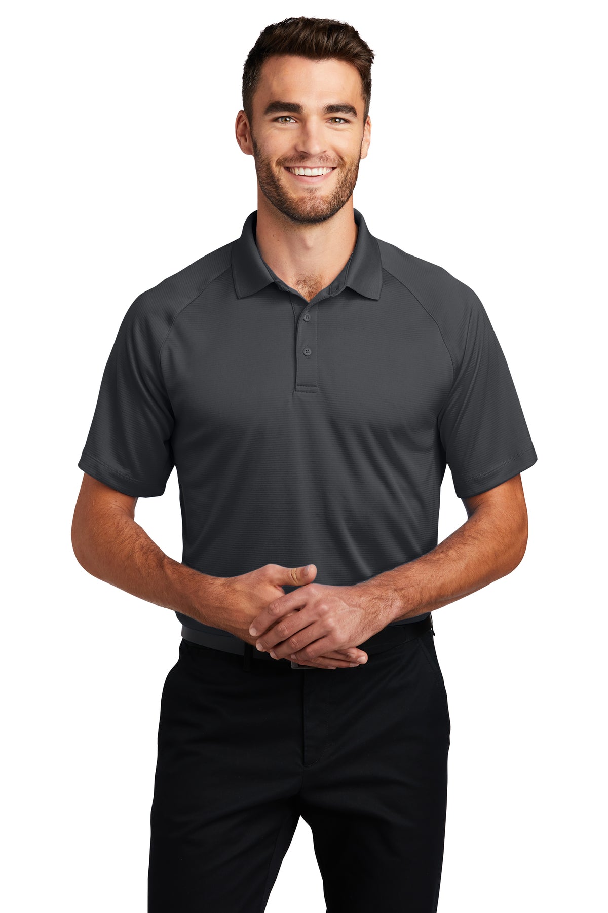 C 21 We Are Local Men's Black Crossover Raglan Polo With The C21 WE ARE LOCAL Embroidered