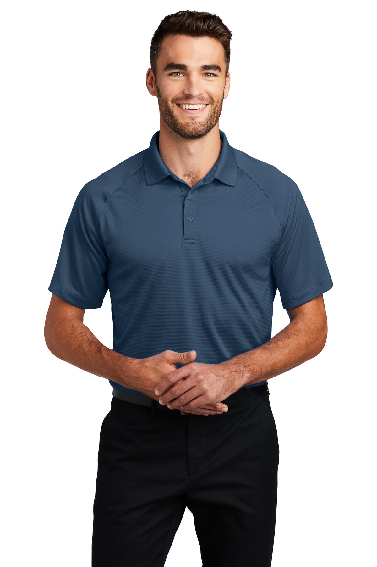 C 21 We Are Local Men's Black Crossover Raglan Polo With The C21 WE ARE LOCAL Embroidered