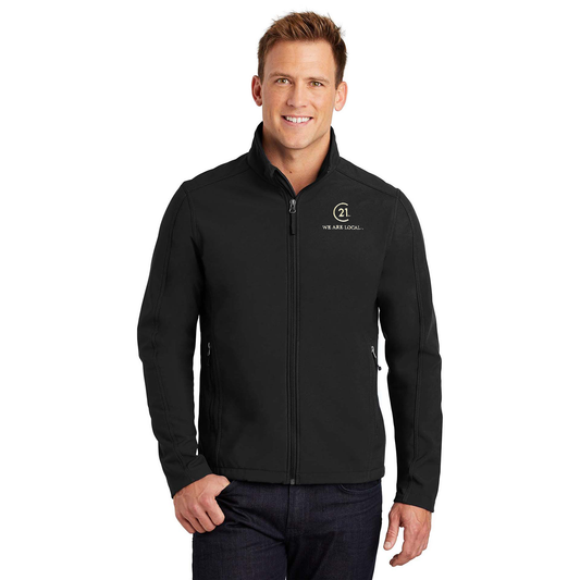A C21 WE ARE LOCAL reliable soft shell at a real value 100% polyester Core Soft Shell Jacket With The C21 Gold WE ARE LOCAL Embroidered On Left Chest